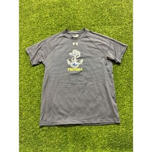 Under Armour T-Shirt Mens Medium Black Striped Navy Football Armed Forces Bowl